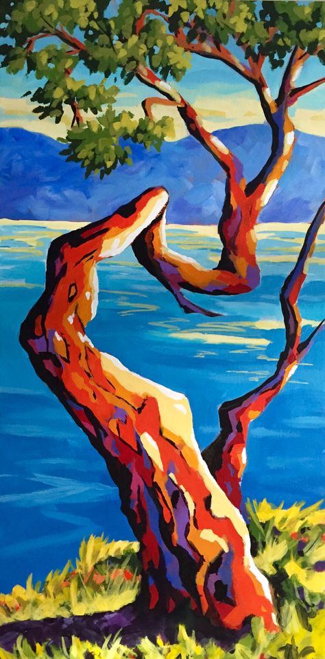 West Coast Arbutus by Brian Buhler Arbutus Tree Painting, West Coast Art, Madrona Tree, Colorful Tree Painting, Painterly Landscapes, Arbutus Tree, Western Landscape, Canadian Art, Arte Popular