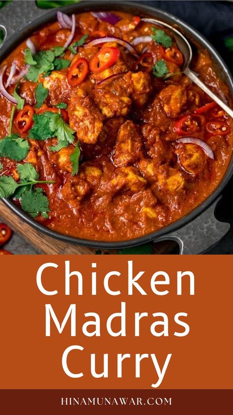 Chicken Madras Curry Madras Curry Recipe, Homemade Curry Recipe, Madras Recipes, Chicken Madras, Indian Takeaway, Homemade Curry, Indian Chicken Recipes, Madras Curry, Curry Recipes Indian