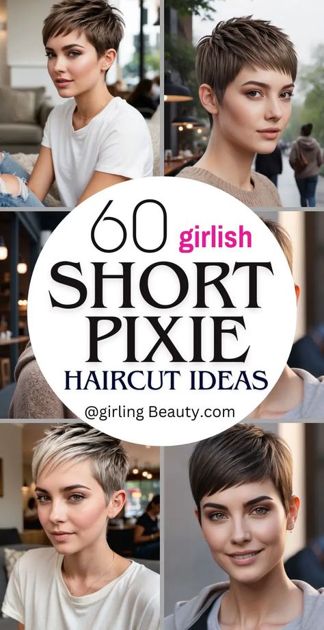 Short Pixie Haircut Ideas 1 Short Pixie Haircuts Low Maintenance, Pixie Style Haircut, Shortcut Hairstyle Women, Layered Short Pixie Haircut, Short Pixie Haircuts Brunette, Classic Pixie Haircut Fine Hair, Traditional Pixie Haircut, New Pixie Cuts For 2024, Pixie Haircut Thinning Hair