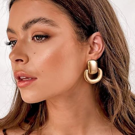 Amazon.com: Gold Statement Earrings for Women Girls Vintage Door Knocker 14K Gold Studs Drop Dangle Earrings Fashion Jewelry Gifts: Clothing, Shoes & Jewelry Womens Santa Costume, Black Dangle Earrings, Earrings Multiple, Jewelry Product Shots, Hoop Dangle Earrings, Retro Earrings, Black Earrings Dangle, Gold Earrings For Women, Retro Earring