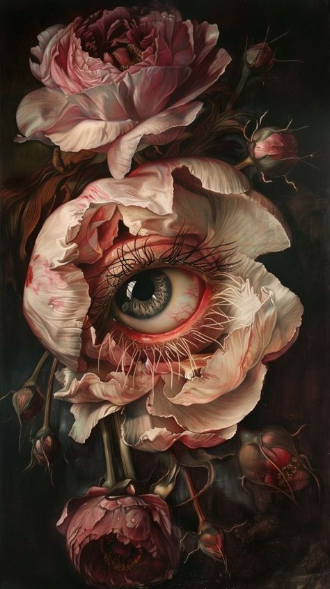 An Eye, Bar, Halloween, Flowers, Pink, White, Art