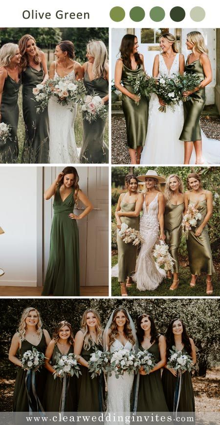 Olive Greenery Inspired Wedding Ideas that You Can’t Miss in 2022 – Clear Wedding Invites Okive Green Bridesmaid Dresses, Green Theme Bridesmaid Dresses, Bridesmaid Dresses January Wedding, Wedding Color Olive Green, Olive Color Scheme Wedding, Green Dress Palette, Olive Green Wedding Color Schemes, Olive Colored Wedding, Sage Green And Olive Green Wedding