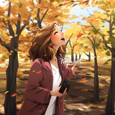 Peijin Yang, Paid Promotion, Beautiful Morning Quotes, Autumn Illustration, Cartoon Photo, Cute Images With Quotes, Digital Portrait Art, Illustration Art Girl, Cute Cartoon Drawings