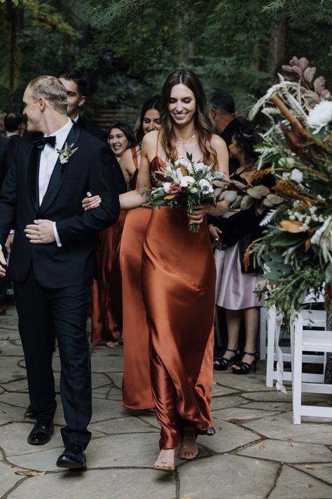 Wedding Colors Fall Bridesmaid Dress, Rustic Copper Bridesmaid Dresses, Bridemaid Dress Copper, Black And Copper Bridesmaid Dresses, Fall Wedding Maid Of Honor Dress, Moody Fall Wedding Bridesmaid, Bridesmaid Copper Dress, Bridesmaid Brown Dress, Wedding Color Rust