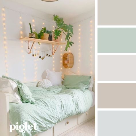 Mint Green And Turquoise Bedroom, Light Pastel Bedroom Ideas, Mint Colored Bedroom, Mint Green And Blush Bedroom, Sea Foam Green Aesthetic Bedroom, Light Pink And Mint Green Bedroom, Sage And Light Pink Bedroom, Pistachio Green Bedroom Ideas, Pastel Blue And Green Bedroom