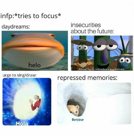 Weird Coincidences, Infp Problems, Singing Drawing, Introverted Sensing, Infp Personality Type, Happy Meme, Pretty Meme, Infp Personality, Memes Life