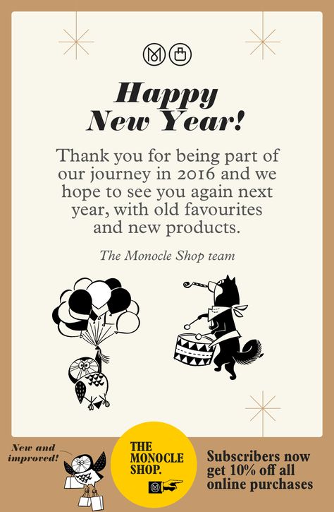 The Monocle Shop | Happy new year Happy New Year Email Design, Newsletter Inspiration, New Year Message, Marketing Communication, Email Design, Marketing Automation, Email Templates, Email Marketing, Happy New