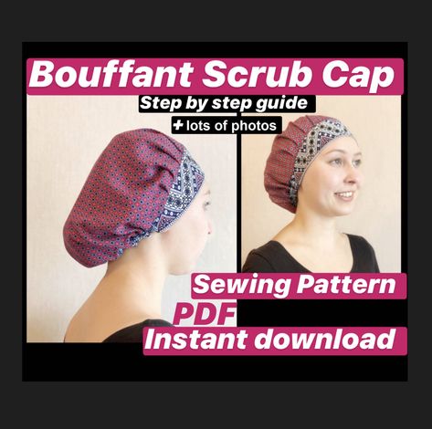 Diy Scrub Cap, Hospital Ideas, Scrub Hat Patterns, Scrub Caps Pattern, Hat Sewing, Bouffant Scrub Caps, Bouffant Scrub Hat, Hat Patterns To Sew, Hat Tutorial