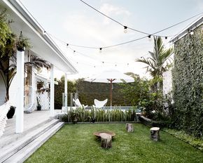 _S4A7631 Uncluttered Home, Byron Beach, Cafe Interiors, Byron Bay Beach, Magnolia House, Coastal Retreat, Outside Living, Backyard Inspo, Outdoor Entertaining Area