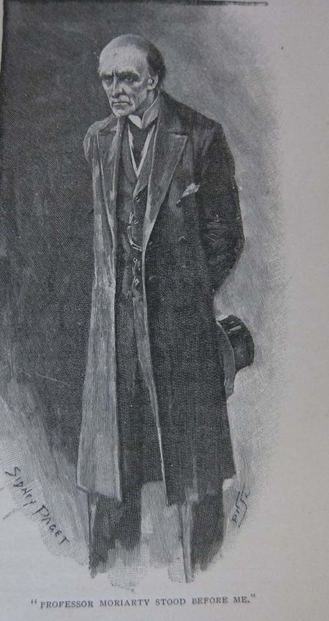 "Professor Moriarty Stood Before Me" by Sidney Paget c.1892 Sherlock Holmes, Comics, Sidney Paget, Original Sherlock Holmes, Professor Moriarty, Dark Characters, The Darkest, Sketch, Humanoid Sketch