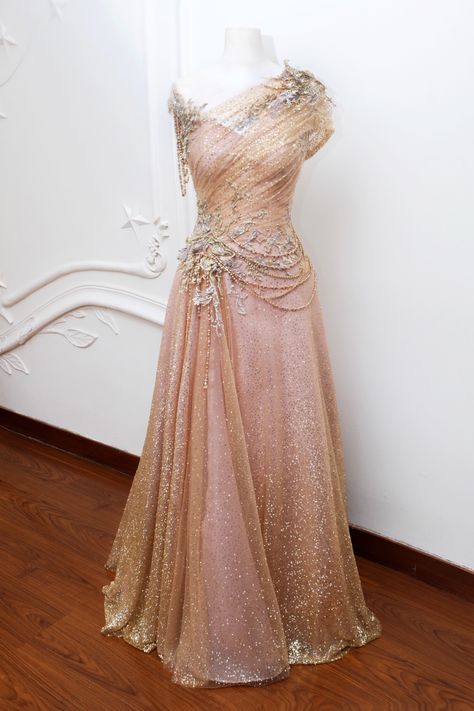 Dentelle Dress, Dress Brokat Modern, Peach Gown, Beautiful Frocks, Dress Pesta, Golden Dress, Red Dresses Classy, Chiffon Dresses, Fancy Dresses Long