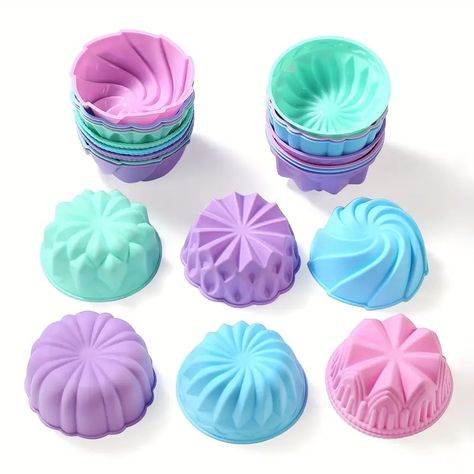 Silicone Cupcake Baking Cups Non stick Silicone - Temu Silicone Cupcake Molds, Silicone Cupcake Liners, Silicone Muffin Cups, Silicone Baking Cups, Food On Sticks, Cupcake Baking, Tart Molds, Muffin Liners, Cupcake Mold