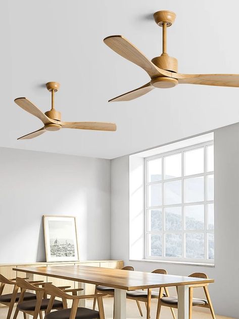 Ceiling Fan Living Room, Fan Living Room, Dining Room Retro, Japandi Style Bedroom, Japandi Style Living Room, Retro Ceiling Fans, Living Room Fans, Wood Ceiling Fan, Fan Light Fixtures