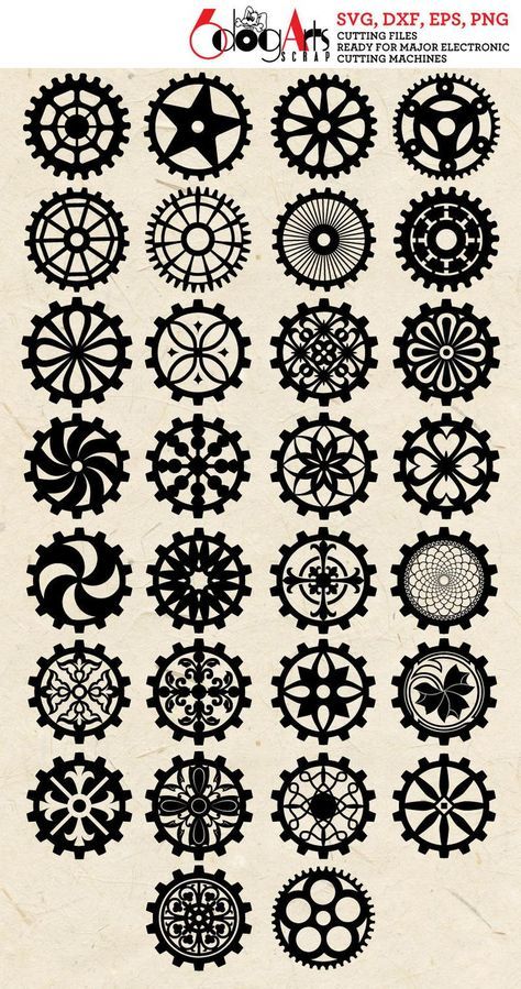 paper crafts 30 Steampunk Cogs and Gears Vector Digital Cut Files SVG DXF Cuttable Designs Vinyl Iro Steampunk Vector, Steampunk Cogs And Gears, Steampunk Cogs, Steampunk Patterns, Cogs And Gears, Cuttable Designs, Home Decor Wood Signs, Gear Design, Heat Press Transfers