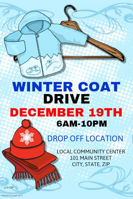 Winter Coat Drive Template Online Poster Maker, Coat Drive, Drive Poster, Service Ideas, Food Donation, Tree Decorating, Eastern Star, Event Flyers, Online Posters