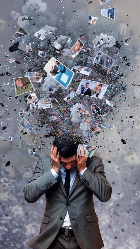 "Information Overload Concept: A #businessman appears overwhelmed by a chaotic burst of photos and #objects around him. #mentalhealth #pressure #technology #digitalart #artificialintelligence ⬇️ Download and 📝 Prompt 👉 https://stockcake.com/i/information-overload-concept_555435_842203". A Man In A Suit, Green Scenery, Man In A Suit, Today Images, Information Overload, Image Downloads, Image Hd, Baby Cats, Funny People