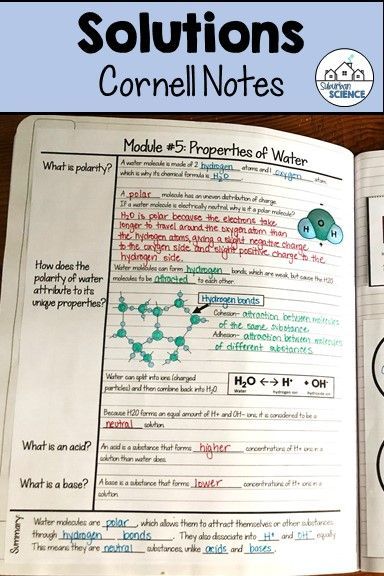 Cornell Notes Chemistry, Cornell Method Notes, Cornell Notes Example, Note Examples, Cornell Method, Teacher Reflection, Properties Of Water, Acids And Bases, Chemistry Basics