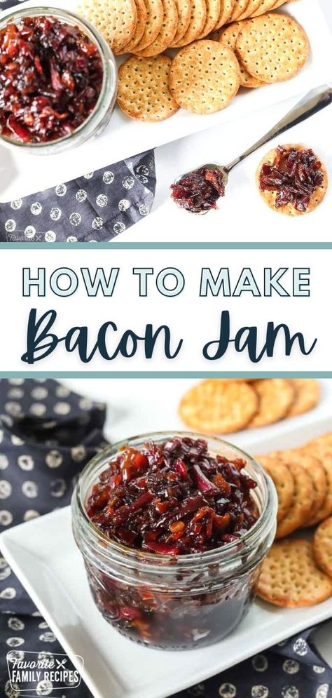 Learn how easy it is to make Bacon Jam with only 4 simple ingredients! Bacon jam is easy to make using ingredients you can find in your kitchen. Bacon jam is a sweet and savory spread made from onions, brown sugar, vinegar, and of course, bacon! Add it to sandwiches, burgers, and more for a unique sweet and savory flavor. Bacon Jam Appetizer, Best Pasta Sauce Recipe, Canned Bacon, Bacon Jam Recipe, Make Bacon, How To Make Bacon, Easy Bacon, Bacon Jam, Flavored Bacon