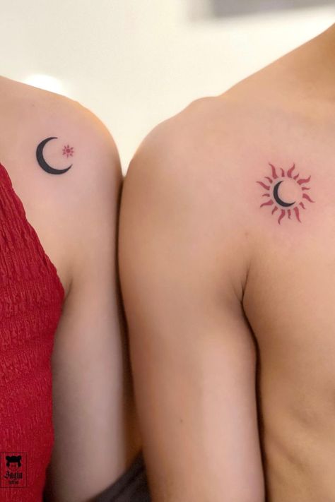 Unique Couple Tattoo, Simple Couples Tattoos, Married Couple Tattoos, Couple Tattoos Unique Meaningful, Couple Tattoo Ideas, Partner Tattoos, Maching Tattoos, Cute Matching Tattoos, Small Matching Tattoos