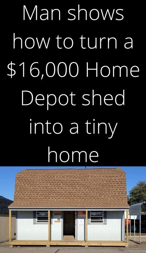 Building A Tiny Home From A Shed, Shed Tiny Home Floor Plans, Floor Plans For Shed Homes, Tiny Home From Storage Shed, How To Make A Shed Into A Tiny House, Sheds Into Homes, Tuff Shed Conversion, Tiny Home Home Depot Shed, Shed Tiny Houses