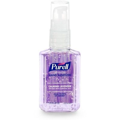 This lavender hand sanitizer is infused with essential oils to give you a boost while helping eliminate germs from hands. PURELL® hand sanitizer is the No. 1 brand most used and trusted by hospitals¹ and is proven to kill 99.99 percent of most common germs that may cause illness, without damaging skin.  Since PURELL® Advanced Hand Sanitizer outperforms other sanitizers ounce-for-ounce, you get more germ-fighting power with every bottle. Purell Hand Sanitizer, Small Hand Sanitizer, Hand Sanitizer Aesthetic, Backpack Tour, Lavender Hand Sanitizer, Period Bag, Mini Hand Sanitizer, Shrek Cake, Basic Accessories