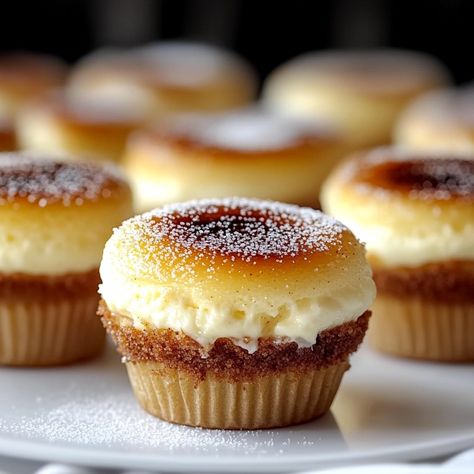 Vanilla Bean Crème Brûlée Cheesecake Cupcakes Creme Brulee Cupcakes Recipe, Cream Brulee Cupcakes, Vanilla Bean Desserts, Creme Brulee Cupcakes, Mini Creme Brulee Cheesecake, Crème Brûlée Cupcakes Scientifically Sweet, Scientifically Sweet Crème Brûlée Cupcakes, Mini Crème Brûlée Cheesecakes, Vanilla Bean Cream Brûlée Cheesecake Cupcakes