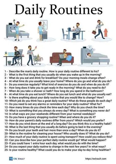 ESL Conversation Questions Archives - Page 4 of 17 - ESL Vault English Speaking Worksheets, Esl Daily Routines, Spoken English Activities, English Class Activities, Esl Speaking Activities, Speaking Questions, English Questions, English Language Learning Activities, Speaking Activities Esl