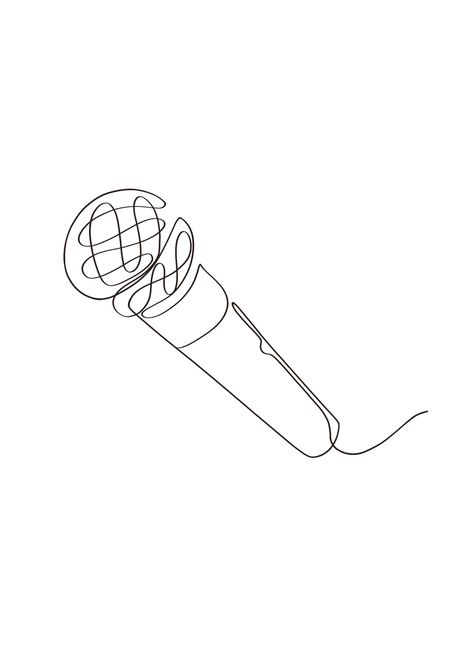 Abstract Microphone, Music Print, Minimalist Art, Single Line Illustration #tattoo #art #outline #template #portfolio #idea #neck #minimalist #inspiration Simple Microphone Tattoo, Music Tattoo Microphone, Microphone Line Art, Microphone Aesthetic Drawing, Small Microphone Tattoo, Abstract Music Tattoo, Minimal Music Tattoo, Fine Line Music Tattoo, Music Line Drawing