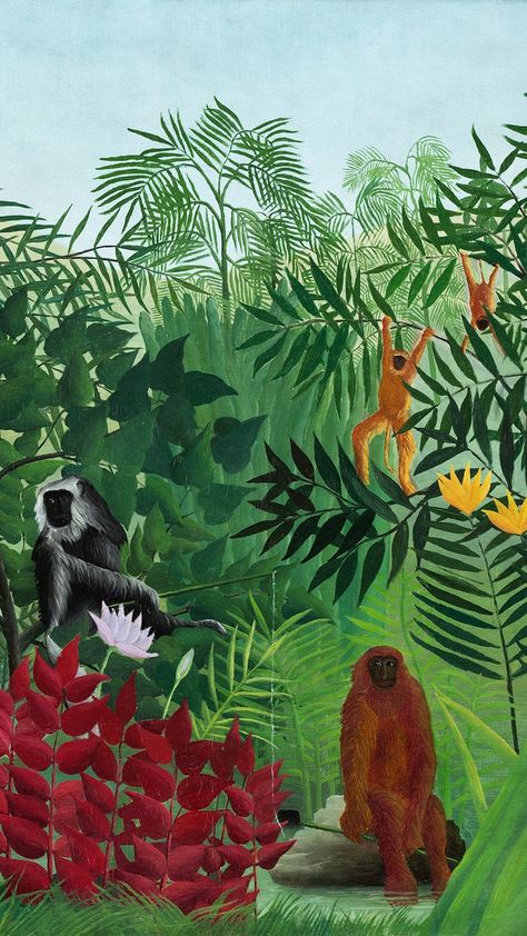 Henri Rousseau Paintings, Safari Wall Decor, Eclectic Paintings, Monkey Art, Forest Illustration, Paper Wall Art, Henri Rousseau, Tropical Forest, National Gallery Of Art