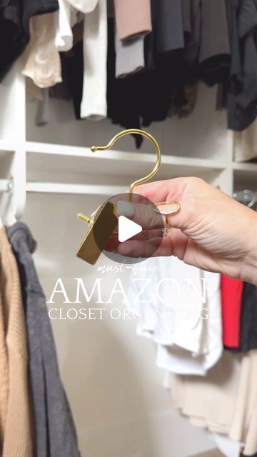 Hillary |  Design | LifeStyle | Content Creator on Instagram: "AMAZON Closet Must Have⁣ ⁣ Link in Bio to SHOP OUR HOME. Select SHOP INSTAGRAM & find this cover photo. Comment SHOP for links. ⁣https://shop.thehillarystyle.com/amzn/ClosetOrganizingLIST ⁣ I cannot believe what a game changer this simple little clip has been for my closet. No more digging through shorts to find the perfect pair. They all hang perfectly and it comes in silver as well. I also linked my favorite skirt hanger as well!⁣" Hang Shorts In Closet, Hanging Shorts In Closet, Best Hangers For Closet, How To Hang Shorts In Closet, Closet Hangers Ideas, Hanging Multiple Clothes On One Hanger, Closet Too Small For Hangers, How To Store Hangers When Not In Use, New House Construction