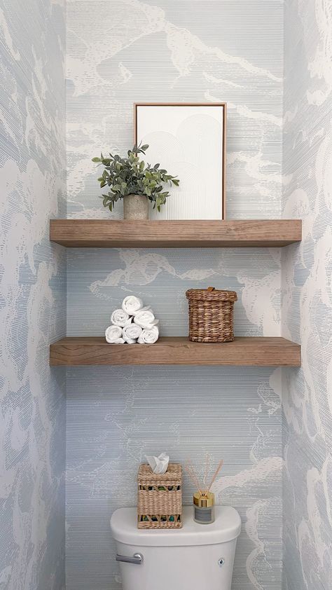 DIY Floating Shelves above Toilet - Liz Pacini Shelves Behind Toilet, Floating Toilet, Above Toilet, Wooden Bathroom Vanity, Kitchen Renovation Cost, Shelves Above Toilet, Shelves Over Toilet, Bathroom Shelves Over Toilet, Toilet Room Decor