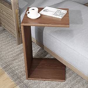 End Tables Side Table for Couch Sofa Bed, Small Wood Coffee Table, TV Tray for Eating, Modern C Shaped Side Table for Small Space (Color : Black) Side Tables For Sofa, Small Wood Coffee Table, Side Table Couch, C Shaped Side Table, Couch Side Table, Table For Couch, Side Bed Table, Tv Tray Table, Condo Interior Design