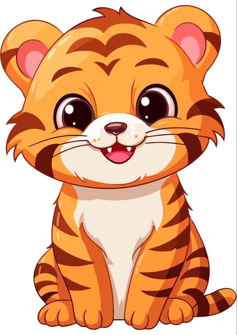 Tiger Clipart, Animal Pictures For Kids, Tiger Cartoon, Tiger Cake, Safari Animals Birthday, Photo Cake Topper, Cartoon Tiger, Beautiful Cake Designs, Fun Classroom Activities