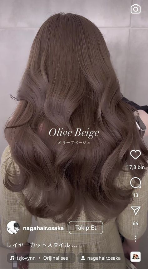 Trending Korean Hair Color, Dyed Hair Olive Skin, Popular Korean Hair Color, Mute Autumn Hair Color, Olive Beige Hair, Best Hair Colour For Brown Skin, Olive Brown Hair, Olive Beige Hair Color, Cool Toned Hair Color