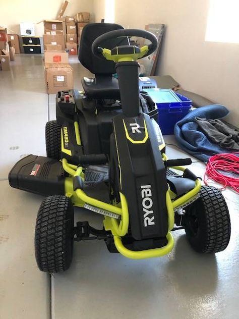 Used Ryobi 480EX Electric Riding Mower Electric Riding Lawn Mower, Powered Parachute, Small Front Yards, Light Sport Aircraft, Georgia House, Best Lawn Mower, Powered Bicycle, Walk Behind Mower, Riding Mowers