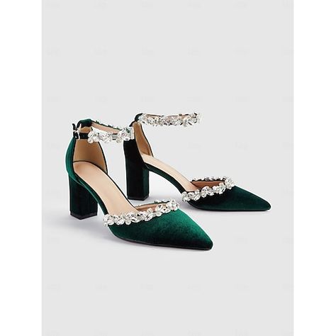 Velvet Block Heels, Block Heel Pumps, Velvet Loafers, Heels Online, Loafers Online, Block Heel Shoes, Wedding Heels, Green Suede, Suede Loafers