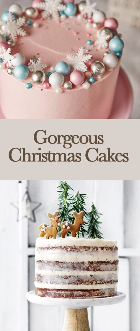 Christmas Cakes – Gorgeous Winter Cakes Cakes For Christmas Dinner, Last Minute Christmas Cake, Birthday Christmas Cake, Festive Cakes Christmas, Cake Winter, Pretty Christmas Cakes, Christmas Birthday Cakes For Women, Easy Christmas Cake Ideas, Winter Birthday Cake For Women