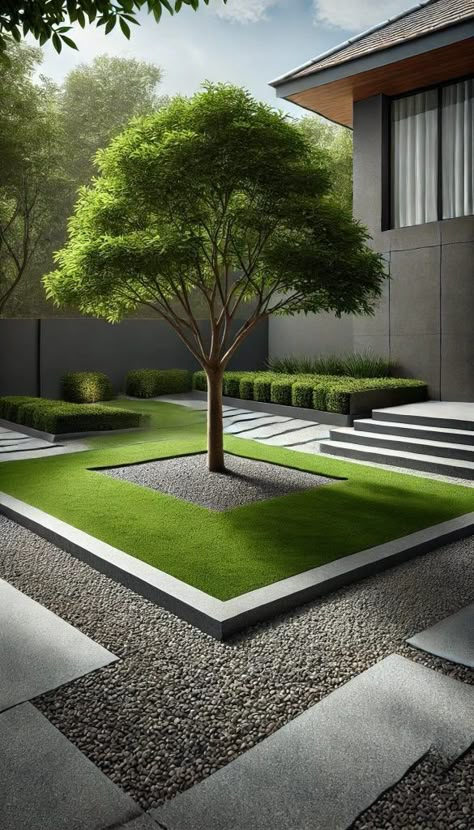 Garden Trees Ideas, Under Tree Landscaping, Tree Edging, Courtyards Ideas, Ideas Around Trees, House Garden Design, Side Yard Landscaping, Modern Backyard Landscaping, Landscape Design Ideas