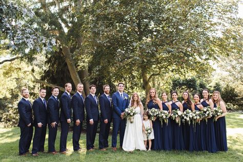 Navy Blue Wedding Party, Blue And Greenery Wedding, Blue Wedding Party, Dark Blue Wedding, Wedding Stage Design, Blue Green Gold, Future Wedding Plans, Navy Blue Wedding, Navy Wedding