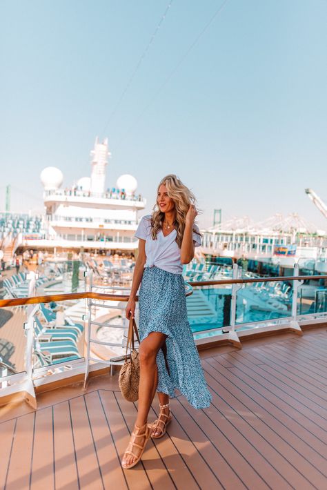 All the Outfits I Wore While on our Princess Cruise - Tall Blonde Bell Carribean Cruise Outfits, Cruise Ship Outfits, Summer Cruise Outfits, Cruise Outfits Caribbean, Cruise Photography, Cruise Attire, Carribean Cruise, European Cruises, Tall Girl Fashion