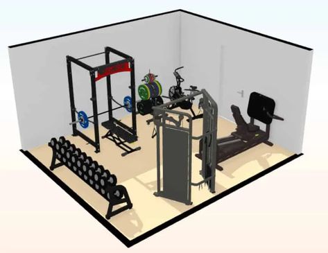 4 Complete 250 Sq. Ft. Home Gym Floor Plans – Home Gym Resource Home Gym Garage Layout, Rouge Fitness Home Gym, Home Gym Layout Plan, 2 Car Garage Gym Ideas Layout, Diy Basement Gym, Gym Design Plan, Single Garage Gym, Home Gym Set Up, Home Gym Layout Floor Plans