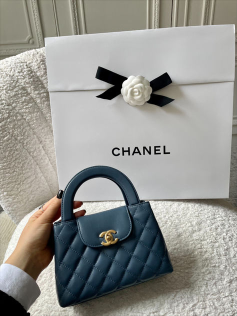 Chanel Kelly Bag in Blue Size Large Chanel Kelly Bag Outfit, Chanel Mini Kelly, Chanel Kelly Bag, Purse Wishlist, Popular Designer Bags, Chanel Kelly, Chanel Shopping Bag, Chanel Mini Bag, 2024 Goals