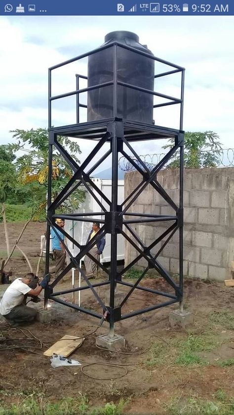 Water Tower Design, Water Tank Tower Design, Water Tank Stand Design, Modern Steel Gate Design, Sliding Window Design, Iron Furniture Design, Steel Furniture Design, Gate Wall Design, Steel Water Tanks