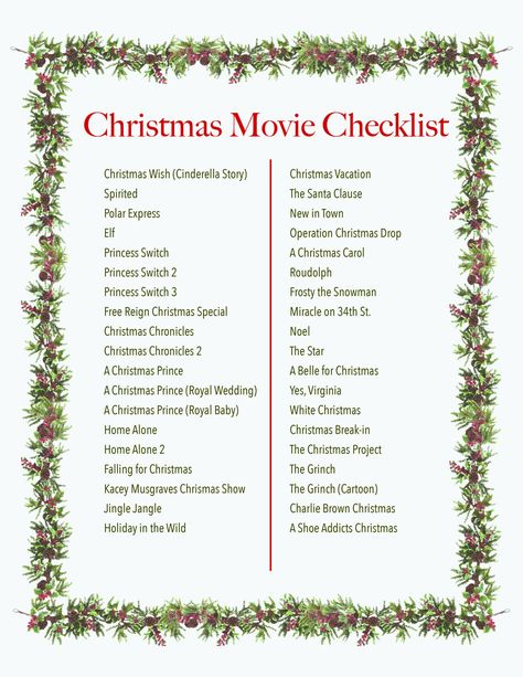 Christmas movie check list for the holiday season so you dont miss out on any holiday classics! Christmas Movie Checklist, Movie Checklist, Bday Gift For Boyfriend, Winter Movies, Christmas Movies List, Movie Lists, Christmas Things To Do, Christmas Bucket, Holiday Prep