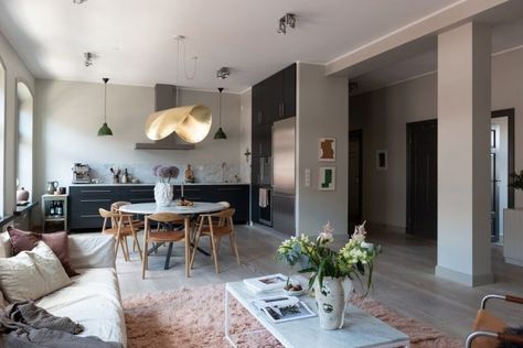 The Dream Home Design - Open Kitchen And Living Room Semi Open Kitchen And Living Room, Open Space Apartment, Semi Open Kitchen, Scandi Modern, Open Kitchen And Living Room, Scandinavian Apartment, Apartment Makeover, Scandinavian Interiors, Open Living Room