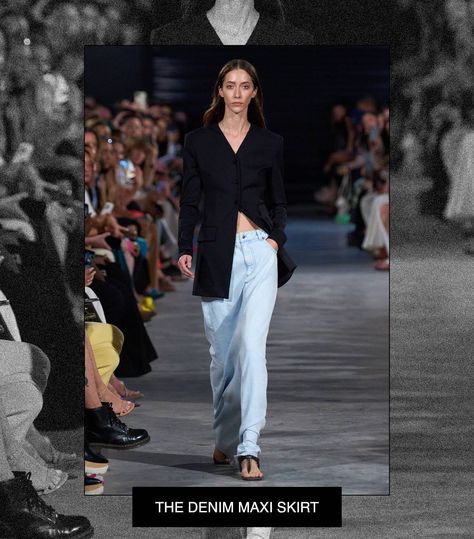 The 10 Key Fashion Staples to Own For Spring 2023 | Who What Wear 90s Inspired Fashion, Fashion Staples, Racing Jackets, Spring Maxi Dress, Low Rise Pants, Strapless Bustier, Spring Skirts, Y2k Clothes, Denim Maxi Skirt