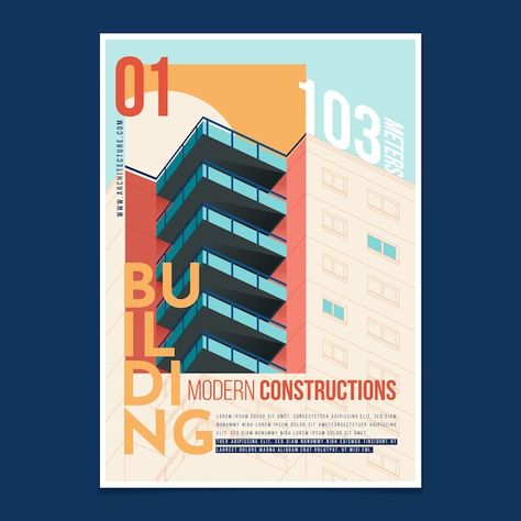 Architecture Festival Poster, Architectural Posters, Flat Design Poster, Architectural Poster, Vector Architecture, Manifesto Design, Business Poster, Information Poster, Bauhaus Poster