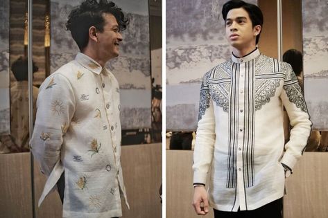 Here are the best modern barongs at the ABS-CBN Ball | ABS-CBN News Barong Style Men, Modern Filipiniana Men Outfit, Filipino Fashion Men, Barong Tagalog Modern, Modern Barong Men, Modern Barong Tagalog For Groom, Modern Filipino Outfit Men, Barong Tagalog Outfit Men, Modern Barong Tagalog Men Outfit