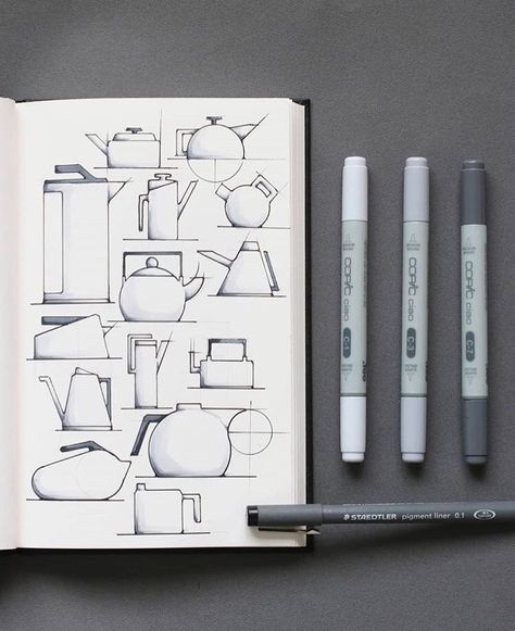 Umbrella Design Ideas Creative, Kettle Sketch, Teapot Sketch, Ceramic Sketch, Cup Sketch, Industrial Design Ideas, Industrial Sketch, Product Design Sketch, Jug Design