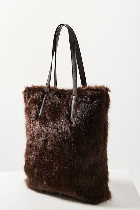 Fur Tote Bag, Urban Outfitters Bag, Faux Fur Bag, Brown Acrylic, Knitting Tote Bag, Fur Bag, Oversized Tote Bag, Bags Aesthetic, Mini Tote Bag